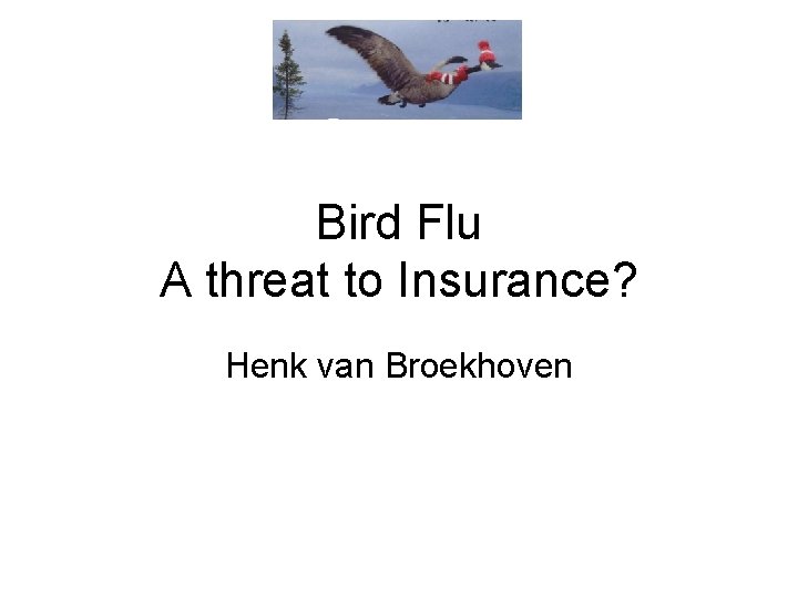 Bird Flu A threat to Insurance? Henk van Broekhoven 