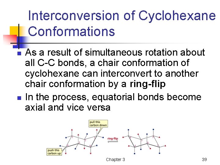 Interconversion of Cyclohexane Conformations n n As a result of simultaneous rotation about all