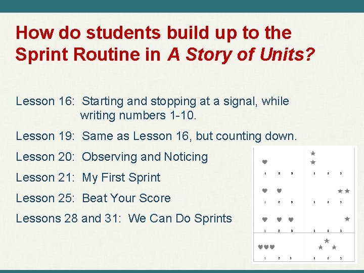 How do students build up to the Sprint Routine in A Story of Units?