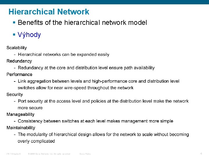 Hierarchical Network § Benefits of the hierarchical network model § Výhody ITE 1 Chapter