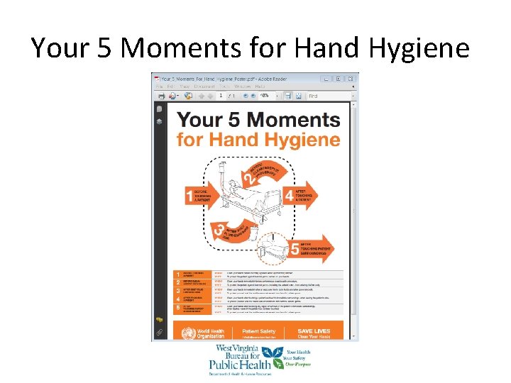 Your 5 Moments for Hand Hygiene Your 5 Moments for Hand Hygiene