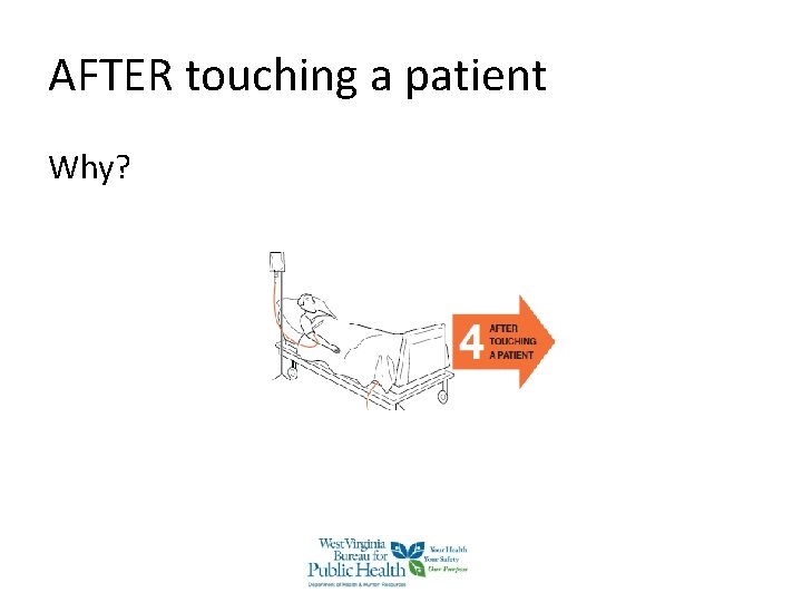 AFTER touching a patient Why? AFTER touching a patient Why?