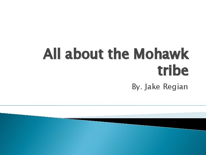 All about the Mohawk tribe By. Jake Regian 