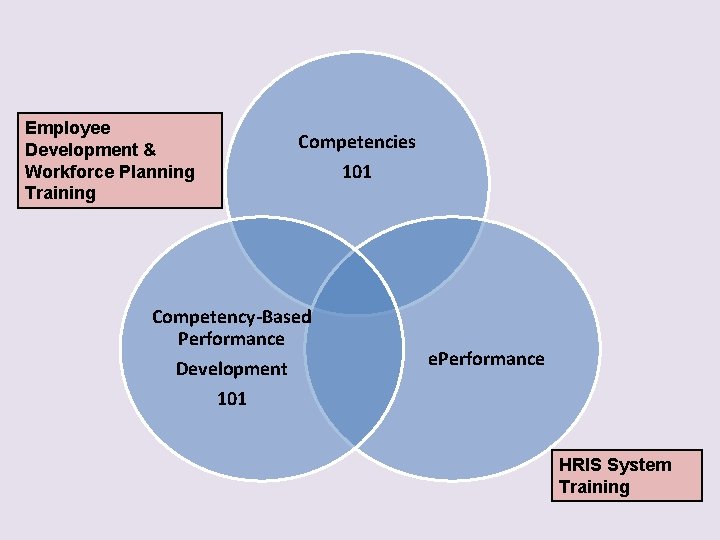 Employee Development & Workforce Planning Training Competencies 101 Competency-Based Performance Development 101 e. Performance