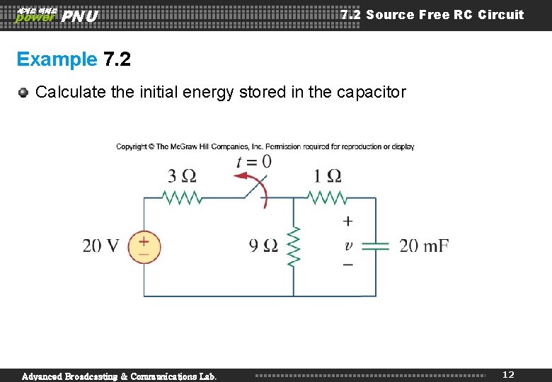 세계로 미래로 power PNU 7. 2 Source Free RC Circuit Example 7. 2 Calculate