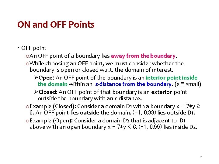 ON and OFF Points • OFF point o An OFF point of a boundary