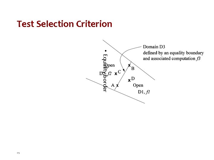 Test Selection Criterion • Equality border 29 