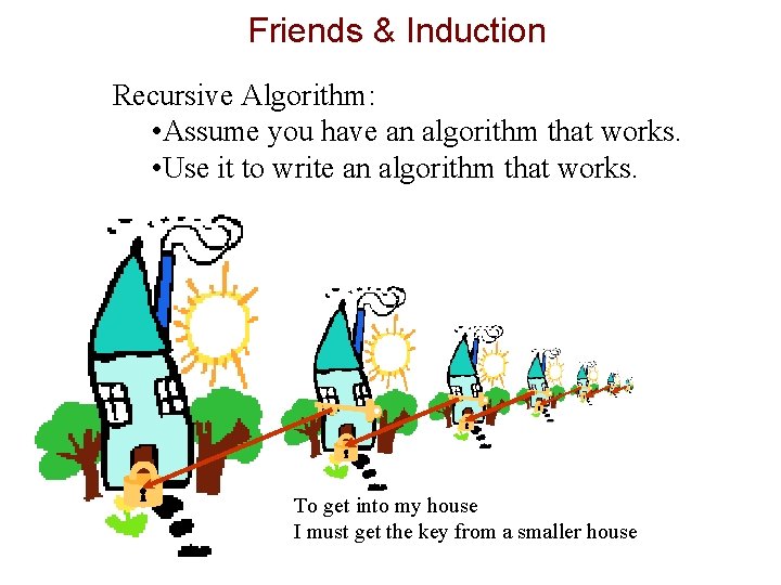 Friends & Induction Recursive Algorithm: • Assume you have an algorithm that works. •