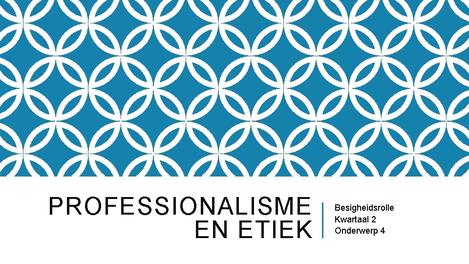 PROFESSIONALISME EN ETIEK Besigheidsrolle Kwartaal 2 Onderwerp 4 