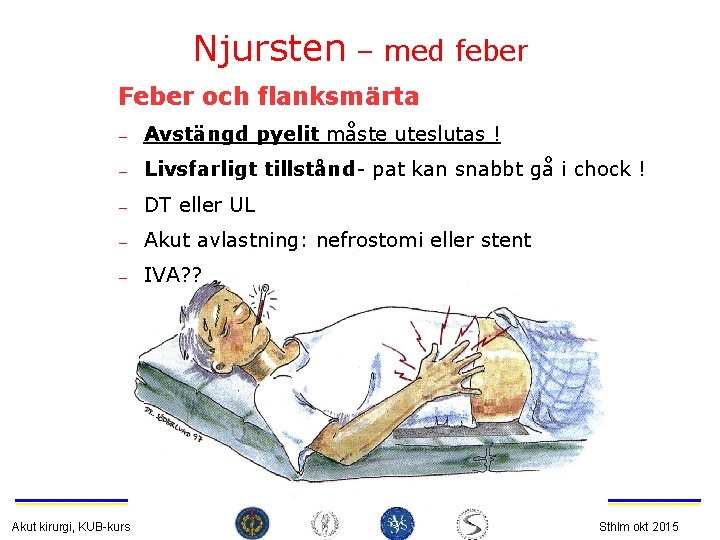 Njursten – med feber Feber och flanksmärta — Avstängd pyelit måste uteslutas ! —