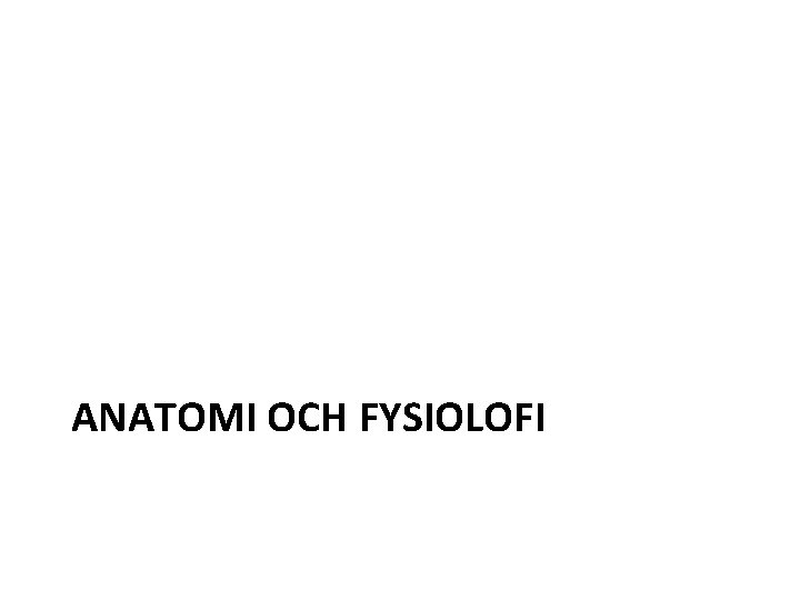 ANATOMI OCH FYSIOLOFI 