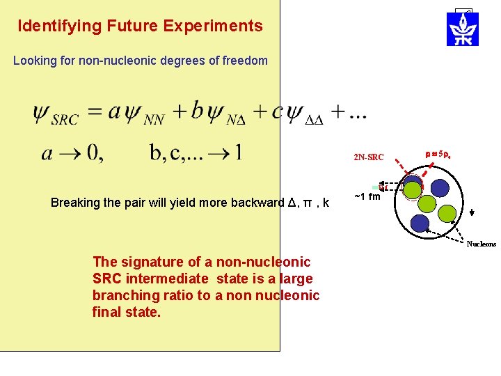 Identifying Future Experiments Looking for non-nucleonic degrees of freedom 2 N-SRC 5 o 1. Identifying Future Experiments Looking for non-nucleonic degrees of freedom 2 N-SRC 5 o 1.