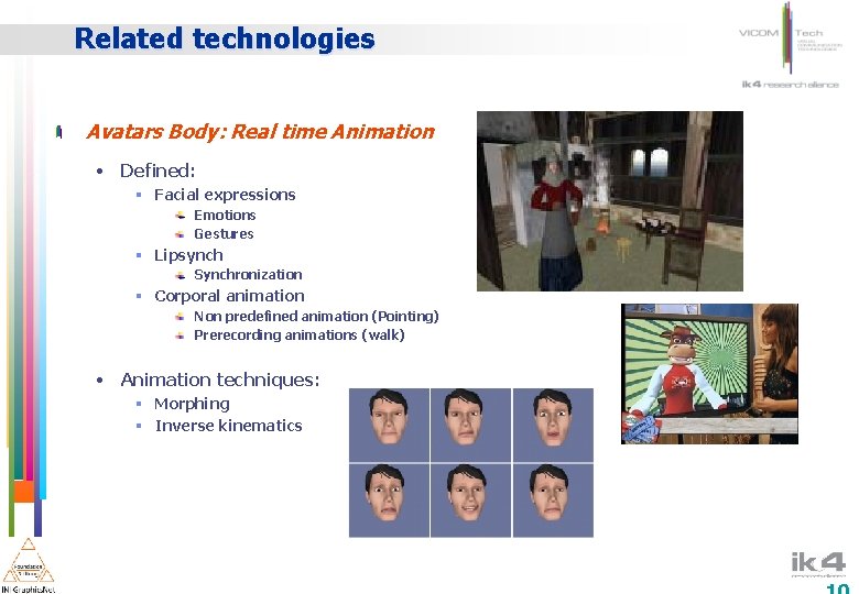 Related technologies Avatars Body: Real time Animation • Defined: § Facial expressions Emotions Gestures