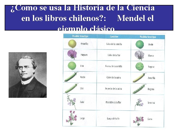 ¿Como se usa la Historia de la Ciencia en los libros chilenos? : Mendel ¿Como se usa la Historia de la Ciencia en los libros chilenos? : Mendel