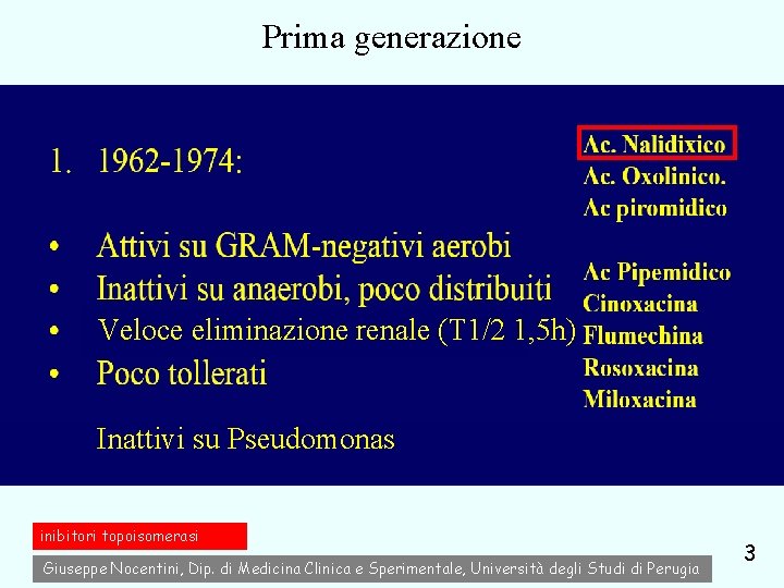 Prima generazione Veloce eliminazione renale (T 1/2 1, 5 h) Inattivi su Pseudomonas inibitori