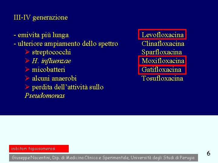 III-IV generazione - emivita più lunga - ulteriore ampiamento dello spettro Ø streptococchi Ø