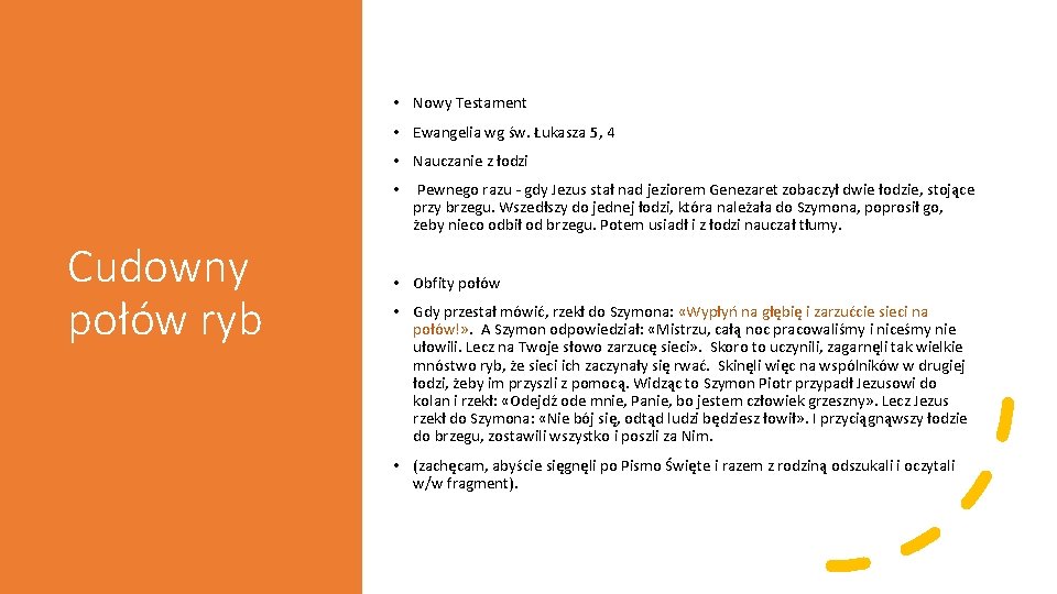  • Nowy Testament • Ewangelia wg św. Łukasza 5, 4 • Nauczanie z