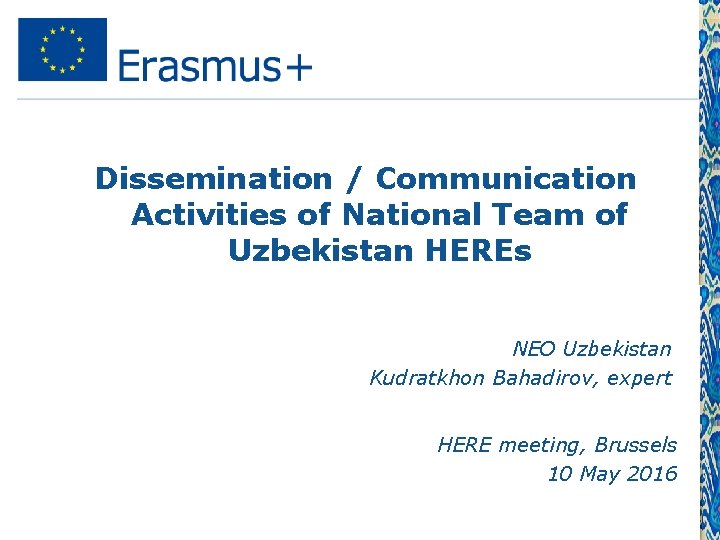 Dissemination / Communication Activities of National Team of Uzbekistan HEREs • NEO Uzbekistan •