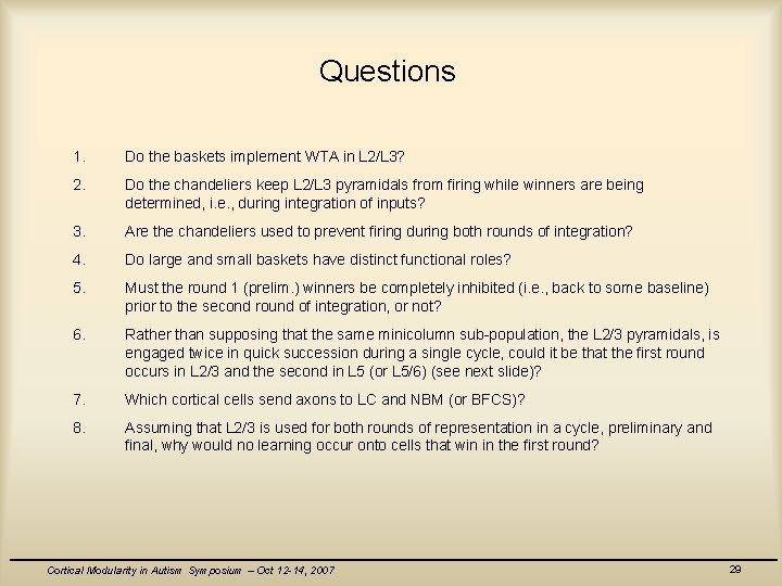 Questions 1. Do the baskets implement WTA in L 2/L 3? 2. Do the