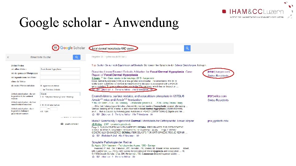 Google scholar - Anwendung Google scholar - Anwendung
