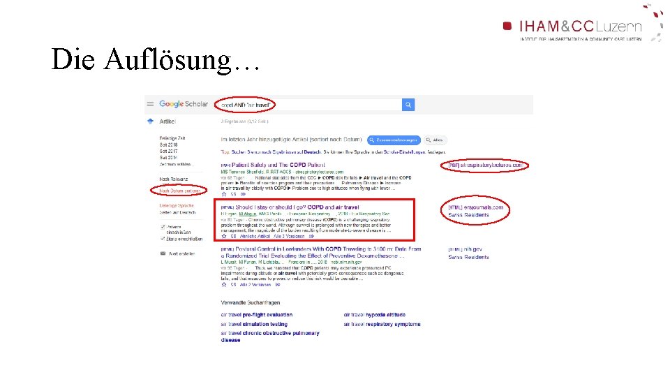 Die Auflösung… Die Auflösung…