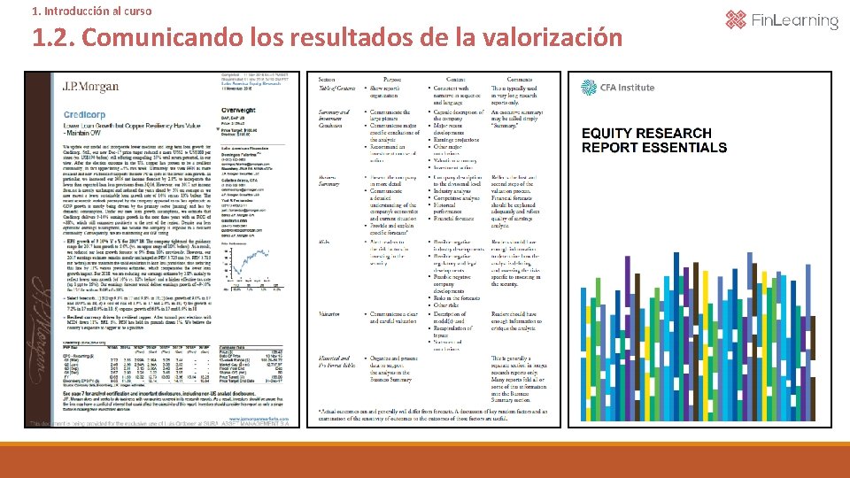 1. Introducción al curso 1. 2. Comunicando los resultados de la valorización 