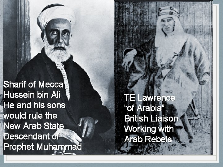 Sharif of Mecca Hussein bin Ali He and his sons would rule the New