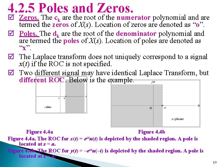 4. 2. 5 Poles and Zeros. þ Zeros. The ck are the root of
