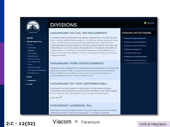 2: C - 12(52) Viacom < Paramount Vertical Integration 