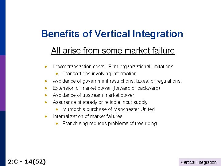 Benefits of Vertical Integration · · · 2: C - 14(52) All arise from