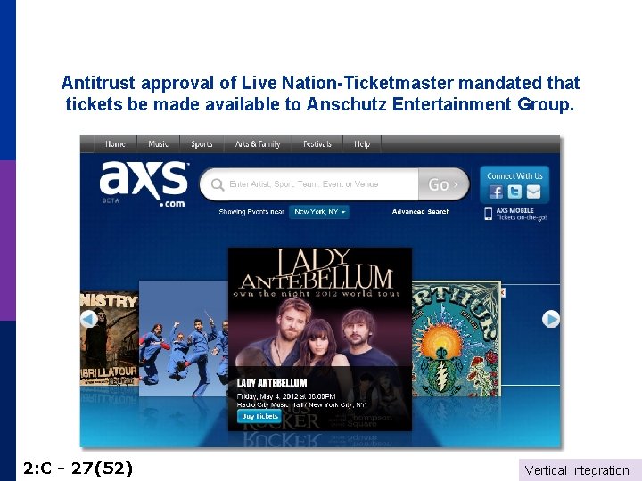 Antitrust approval of Live Nation-Ticketmaster mandated that tickets be made available to Anschutz Entertainment