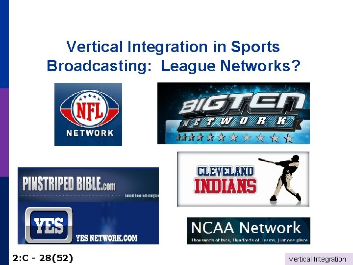 Vertical Integration in Sports Broadcasting: League Networks? 2: C - 28(52) Vertical Integration 
