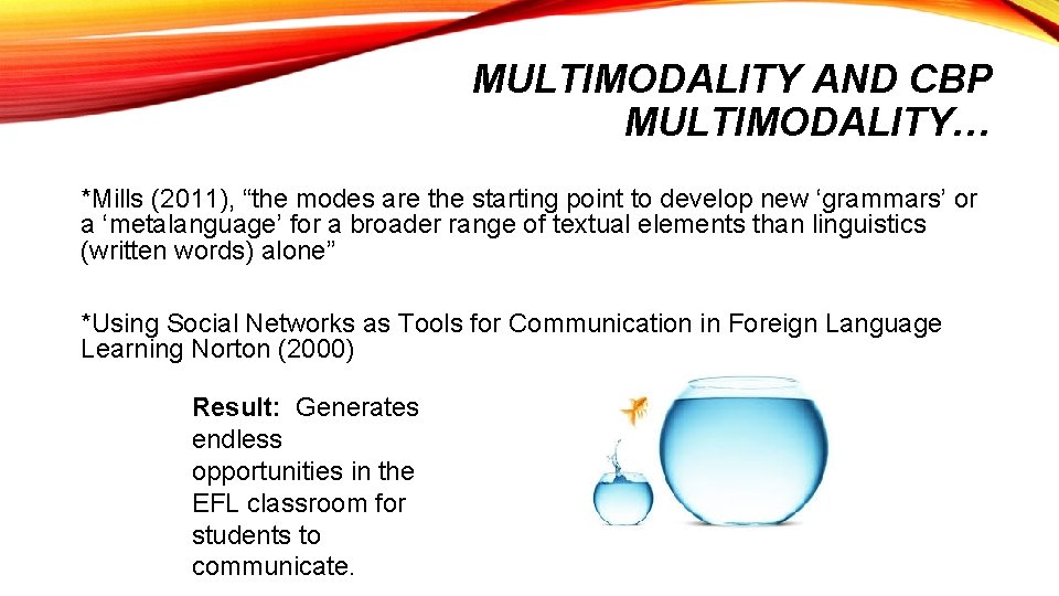 MULTIMODALITY AND CBP MULTIMODALITY… *Mills (2011), “the modes are the starting point to develop