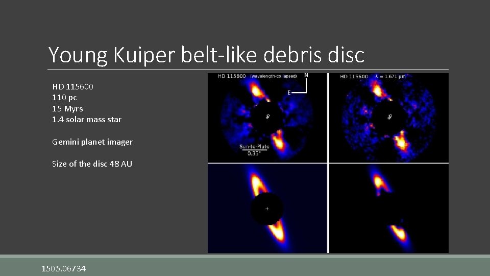 Young Kuiper belt-like debris disc HD 115600 110 pc 15 Myrs 1. 4 solar