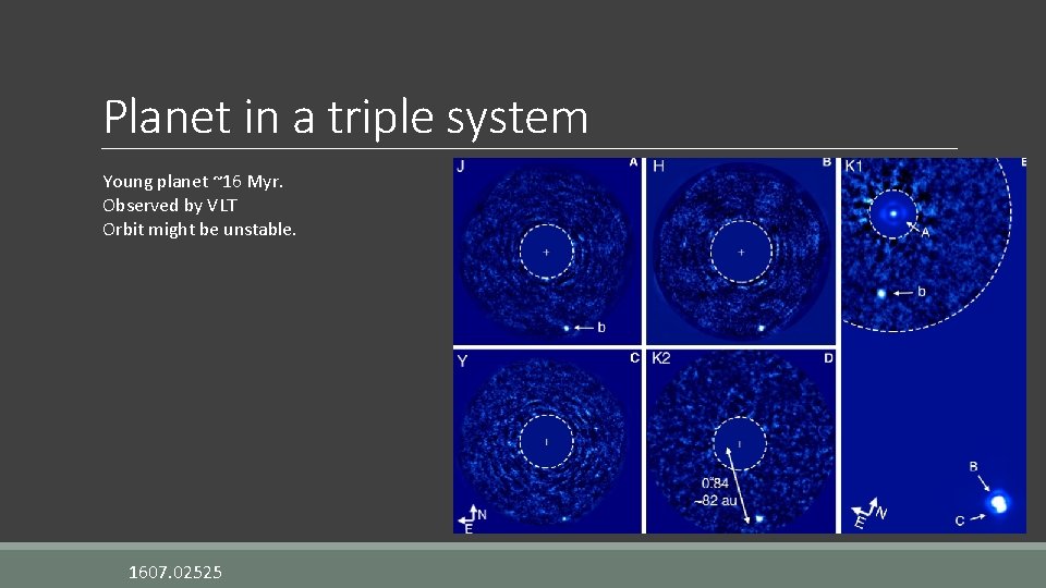 Planet in a triple system Young planet ~16 Myr. Observed by VLT Orbit might
