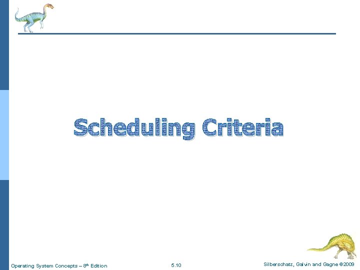 Scheduling Criteria Operating System Concepts – 8 th Edition 5. 10 Silberschatz, Galvin and