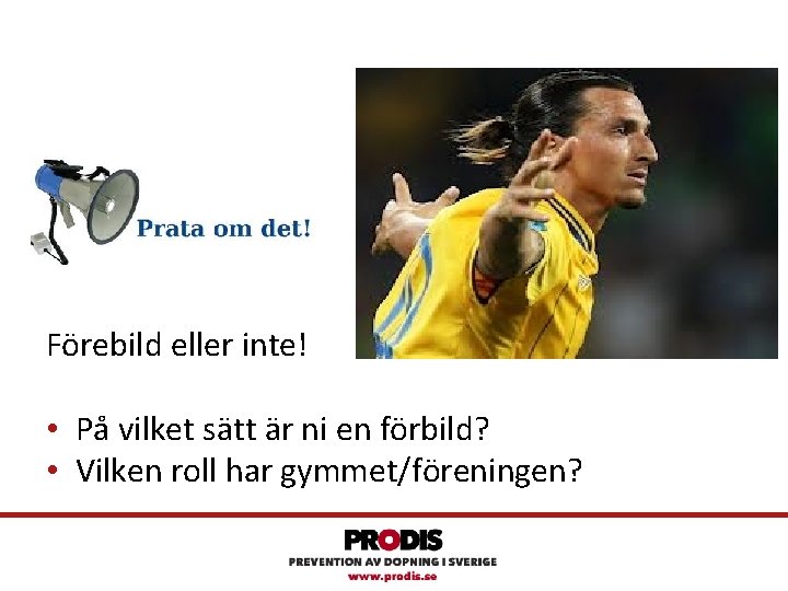 Förebild eller inte! • På vilket sätt är ni en förbild? • Vilken roll