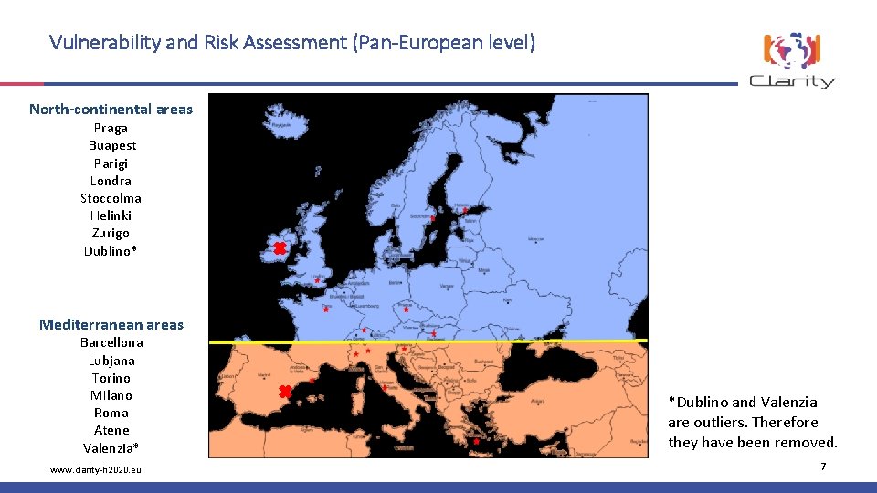 Vulnerability and Risk Assessment (Pan-European level) North-continental areas Heat wave Praga Buapest Parigi Londra