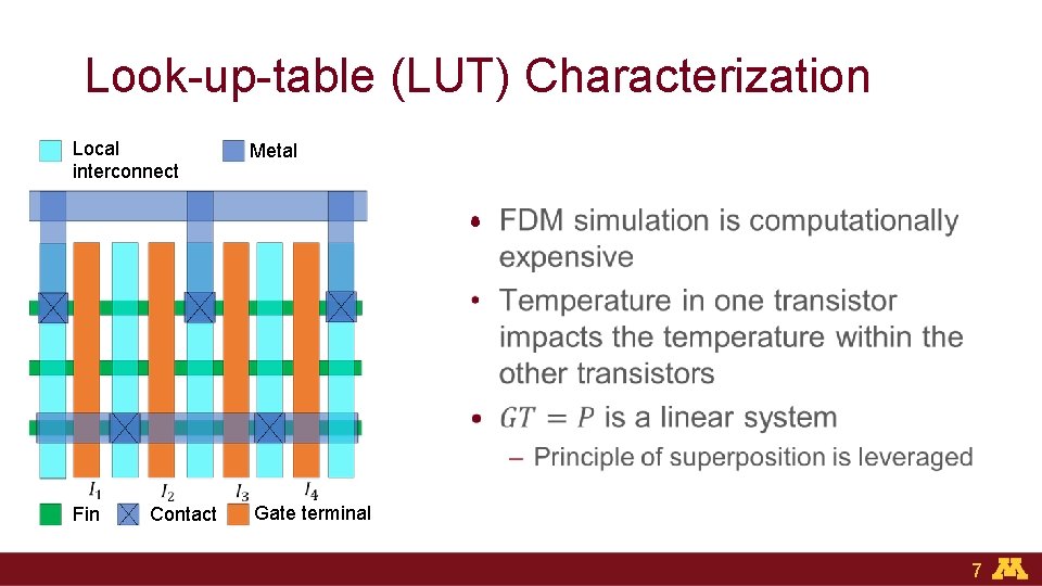 Look-up-table (LUT) Characterization Local interconnect Metal • Fin Contact Gate terminal 7 