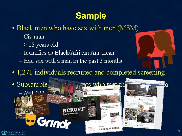 Sample • Black men who have sex with men (MSM) – Cis-man – ≥