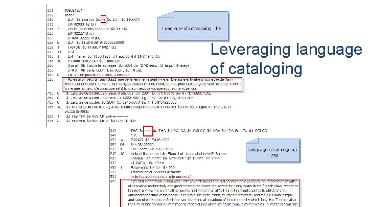 Leveraging language of cataloging 