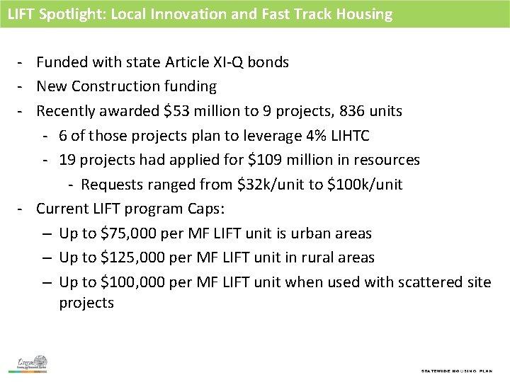 LIFT Spotlight: Local Innovation and Fast Track Housing - Funded with state Article XI-Q