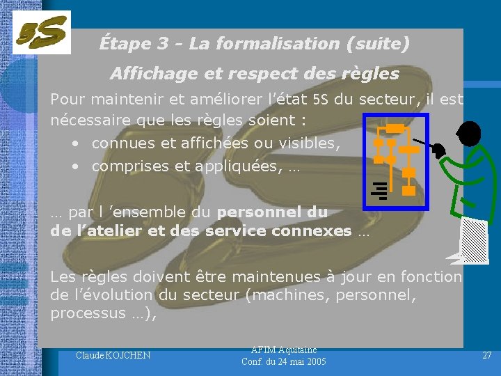 Étape 3 - La formalisation (suite) Affichage et respect des règles Pour maintenir et
