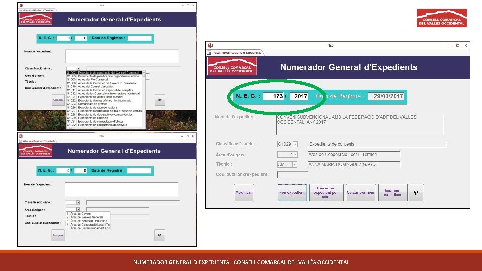 NUMERADOR GENERAL D'EXPEDIENTS - CONSELL COMARCAL DEL VALLÈS OCCIDENTAL 