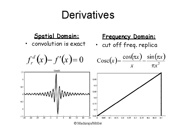 Derivatives Spatial Domain: • convolution is exact Frequency Domain: • cut off freq. replica Derivatives Spatial Domain: • convolution is exact Frequency Domain: • cut off freq. replica