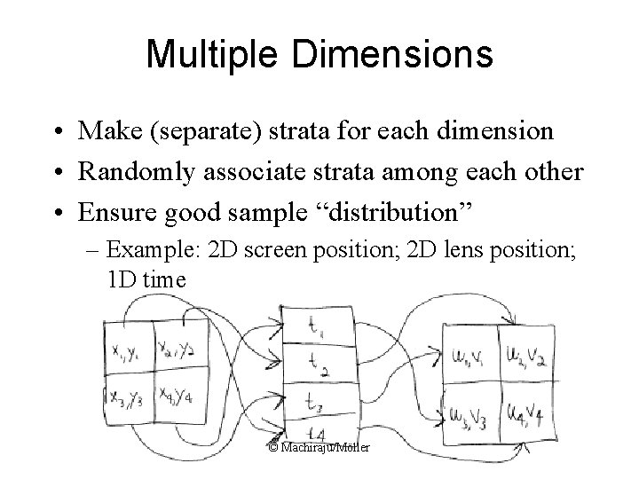Multiple Dimensions • Make (separate) strata for each dimension • Randomly associate strata among Multiple Dimensions • Make (separate) strata for each dimension • Randomly associate strata among