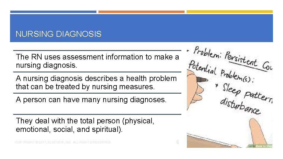 NURSING DIAGNOSIS The RN uses assessment information to make a nursing diagnosis. A nursing