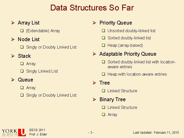 Data Structures So Far Ø Array List Ø Priority Queue q (Extendable) Array q Data Structures So Far Ø Array List Ø Priority Queue q (Extendable) Array q