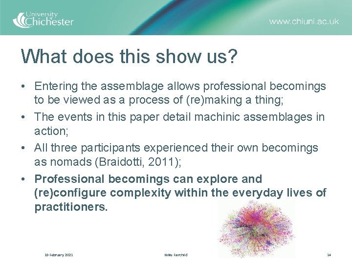 What does this show us? • Entering the assemblage allows professional becomings to be