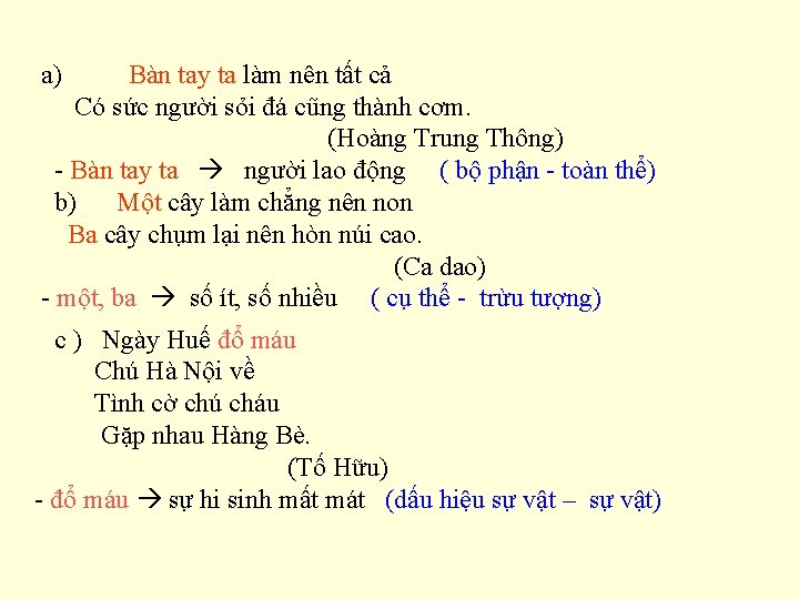 a) Bàn tay ta làm nên tất cả Có sức người sỏi đá cũng